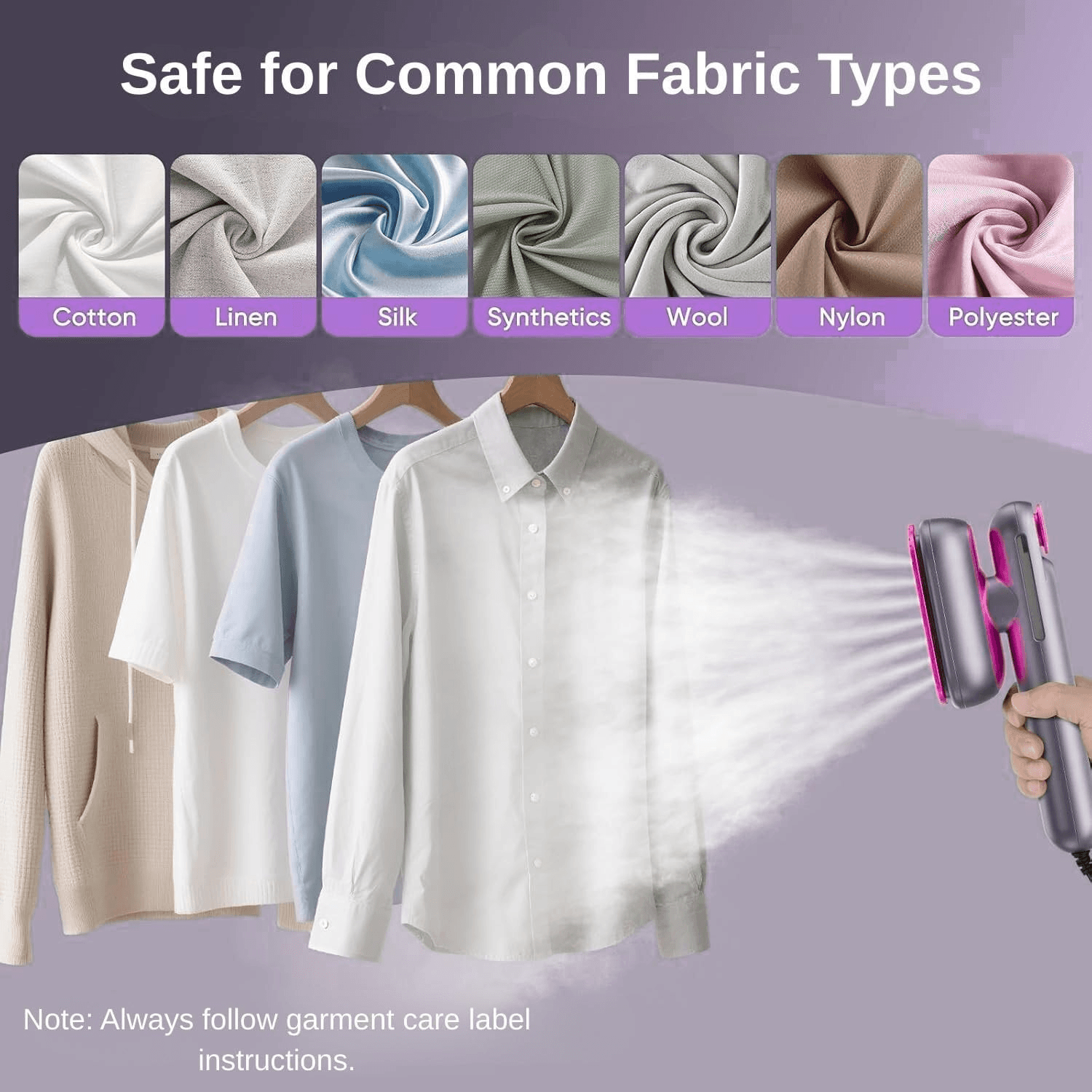 Garment steamer safe fabric types cotton silk wool