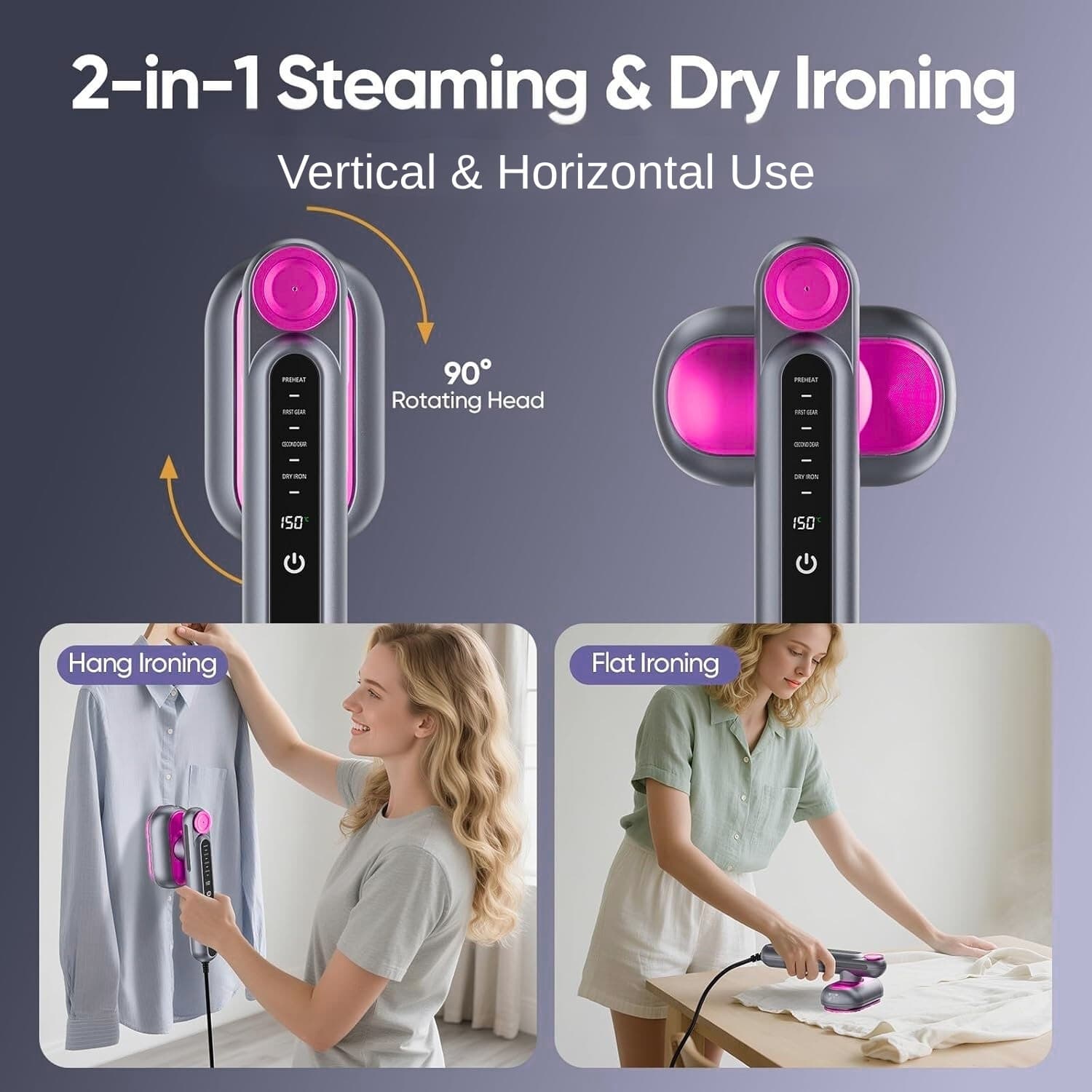 Vertical horizontal garment steaming